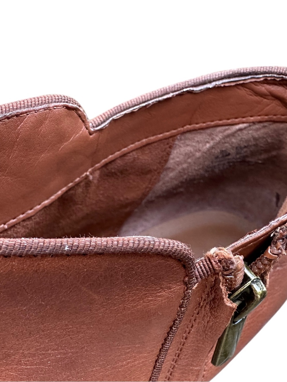Sam Edelman PETTY Leather Ankle Boots Cognac Brown Western Booties Size 8.5 - Picture 14 of 15